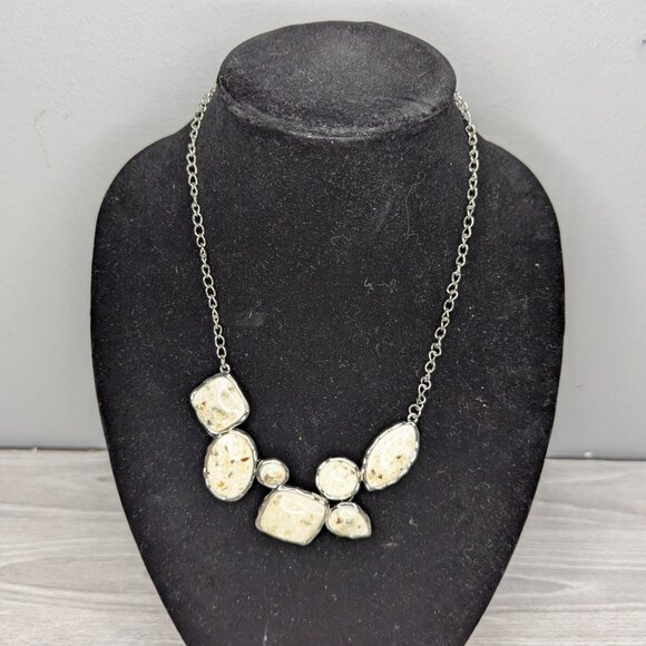 So Jelly White & Silver Tone Sparkly Paparazzi Necklace with Lobster Claw Clasp - Picture 3 of 10